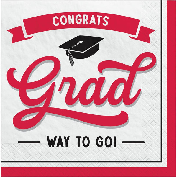 School Spirit Beverage Napkins - Red