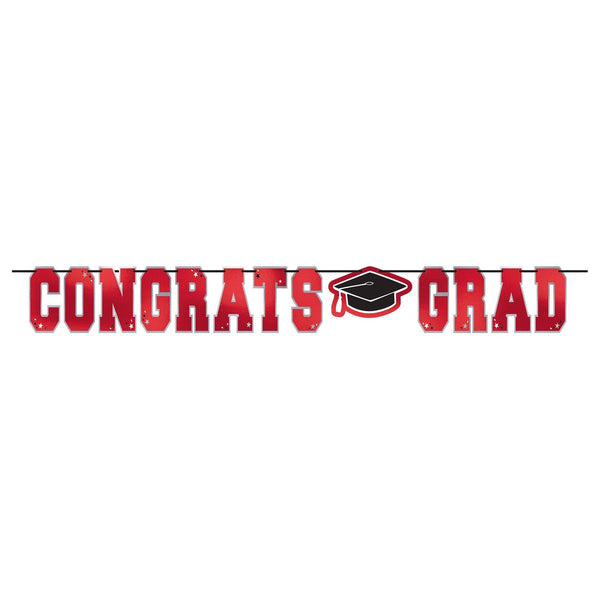 School Spirit Large Foil Letter Banner - Red