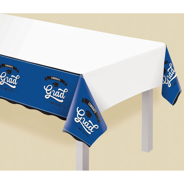 School Spirit Plastic Table Cover - Blue