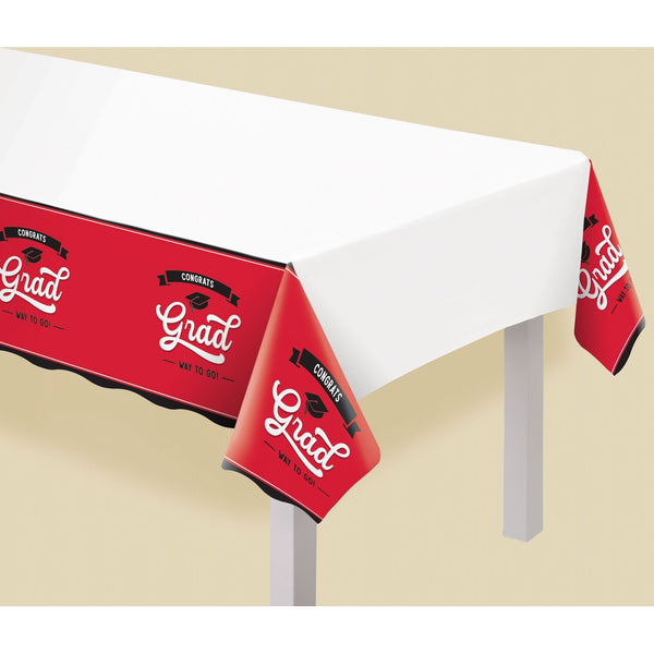 School Spirit Plastic Table Cover - Red