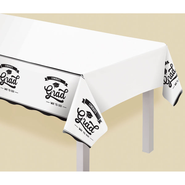 School Spirit Plastic Table Cover - White