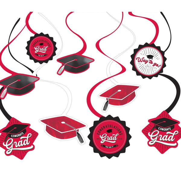 School Spirit Swirl Decorations - Red