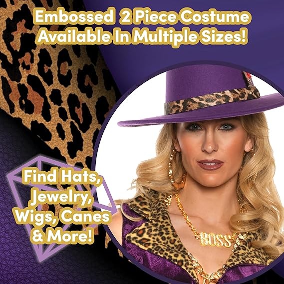Sexy Velvet Pimp Costume - 70s Disco Outfits for Women, Halloween Costumes, Women Adult Costume Party