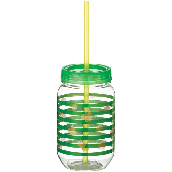 Shamrock Mason Cup With Straw