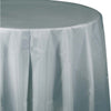 Shimmering Silver Plastic Octagon Round Table Cover - 82" 1CT