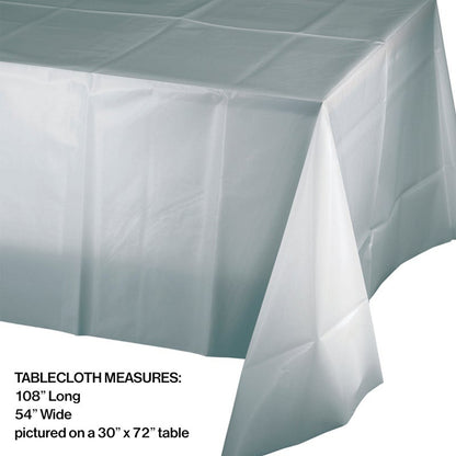 Shimmering Silver Plastic Table Cover - 54" x 108" 1CT