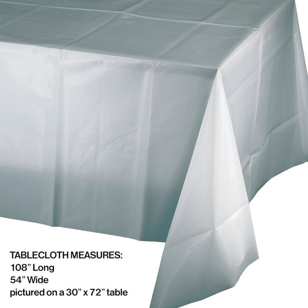 Shimmering Silver Plastic Table Cover - 54" x 108" 1CT
