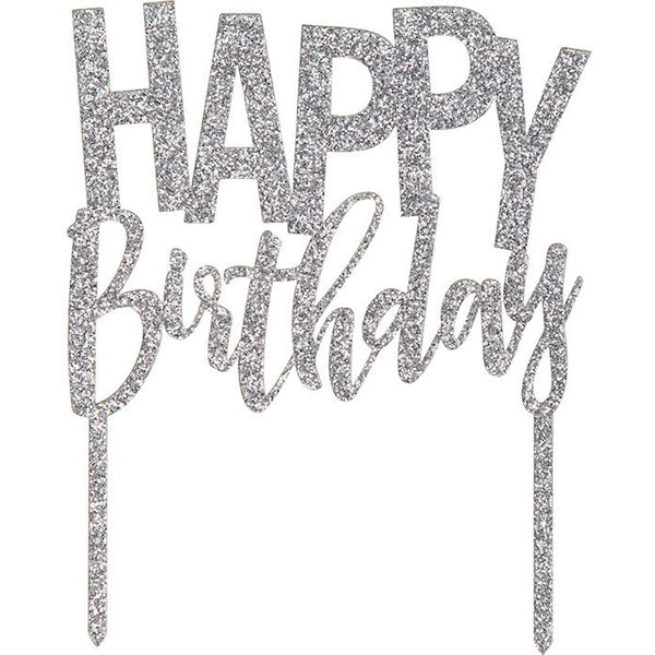 Silver Acrylic Cake Topper
