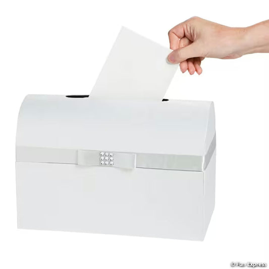 Silver Bow Wedding Card Box