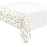 Silver & Gold Holiday Snowflakes Table Cover