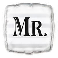 Silver "Mr." Wedding Square Foil Balloon