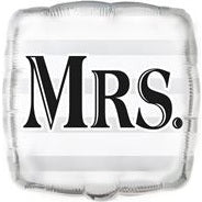Silver "Mrs." Wedding Square Foil Balloon