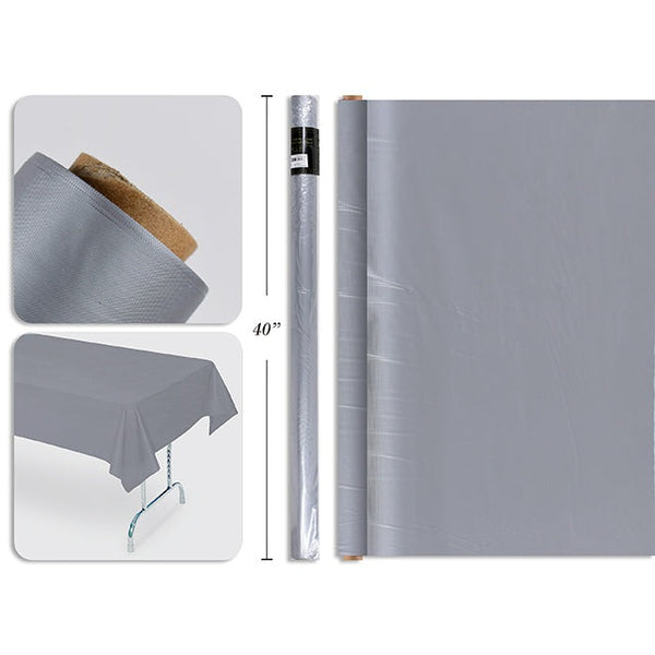 Silver Plastic Table Cover 40x100ft