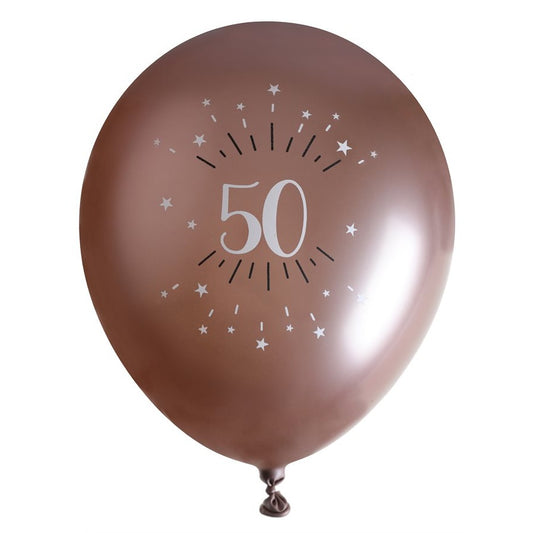 Sparkling Pink 50th Latex Balloons, Set of 6