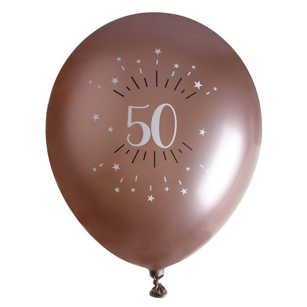 Sparkling Pink 50th Latex Balloons, Set of 6