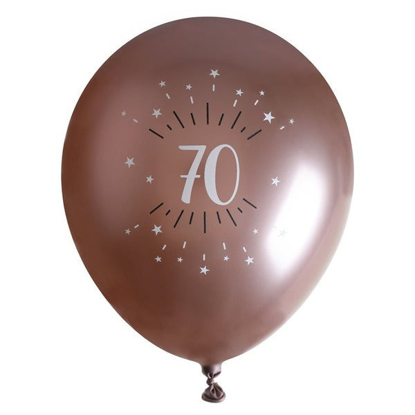 Sparkling Pink 70th Latex Balloons, Set of 6