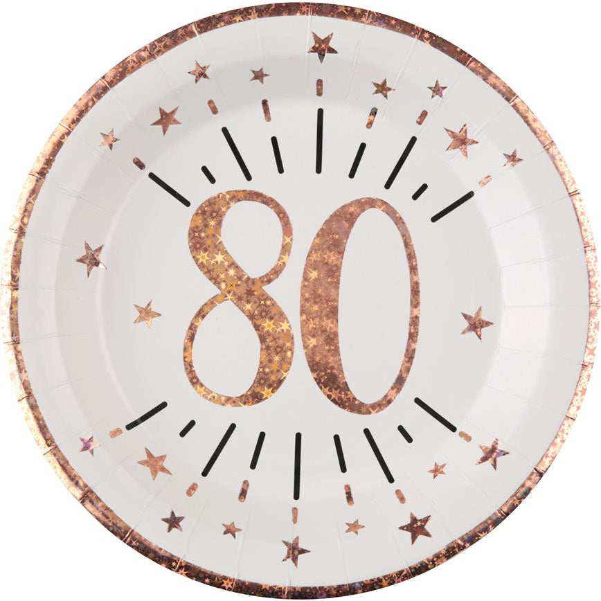 Sparkling Pink 80th Plates, Set of 10