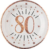 Sparkling Pink 80th Plates, Set of 10