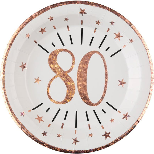 Sparkling Pink 80th Plates, Set of 10