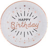 Sparkling Pink Paper Happy Birthday Plates, Set of 10