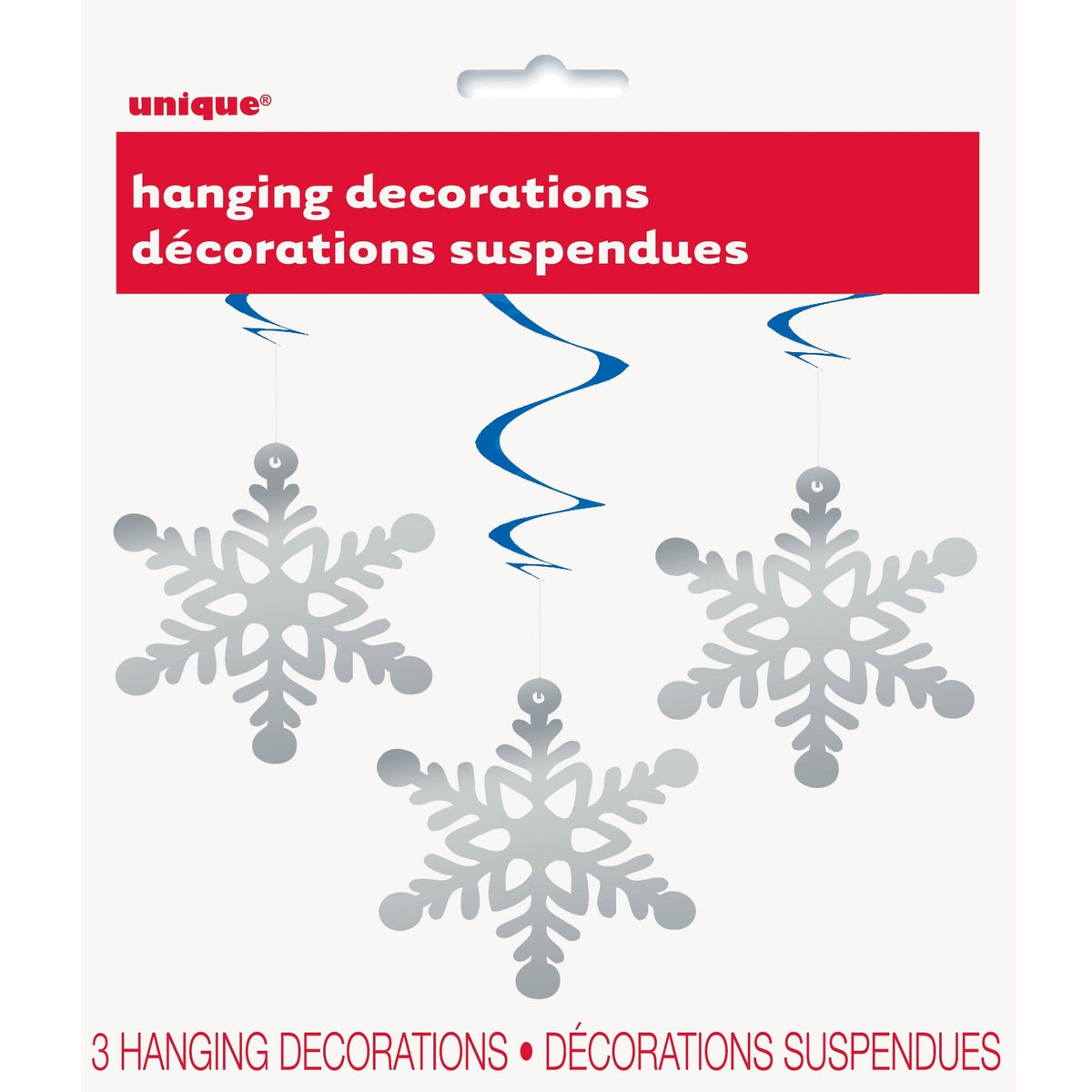 Spiral Decoration - Hanging Snowflake, 3 Count