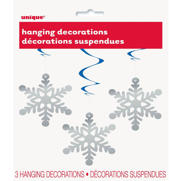 Spiral Decoration - Hanging Snowflake, 3 Count