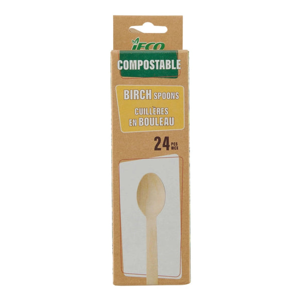 Spoons - Soup, Birch Wood, Compostable, 24 Count