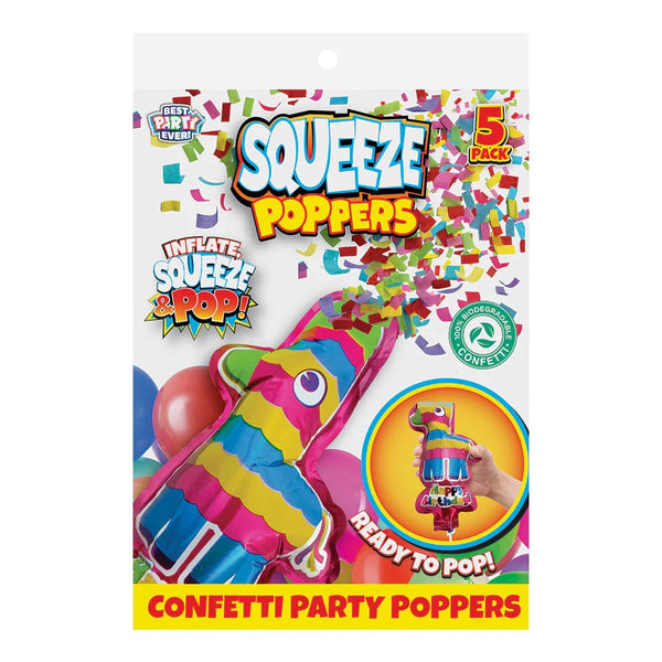 Squeeze Poppers Pinata Confetti Party Poppers, Pack of 5