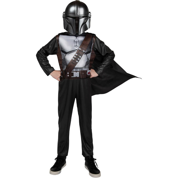 Star Wars Official The Mandalorian Halloween Costume for Kids - Jumpsuit with Cape and 3D Headpiece