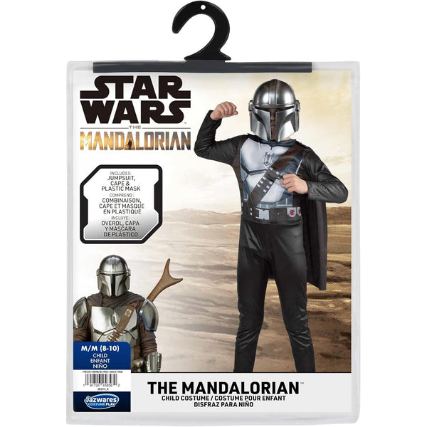 Star Wars Official The Mandalorian Halloween Costume for Kids - Jumpsuit with Cape and 3D Headpiece