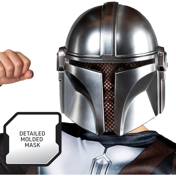 Star Wars Official The Mandalorian Halloween Costume for Kids - Jumpsuit with Cape and 3D Headpiece
