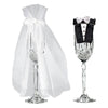 Stemware - Black and White, Bride and Groom, Fabric, 9", 2 Piece