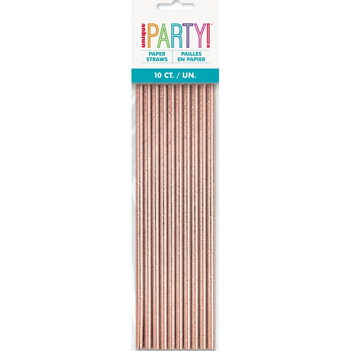 Straws - Paper and Foil, Rose Gold, 10 Count
