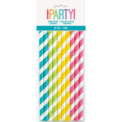 Straws - Striped Paper, Smoothie, 10 Count