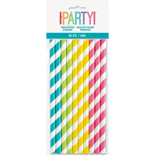 Straws - Striped Paper, Smoothie, 10 Count