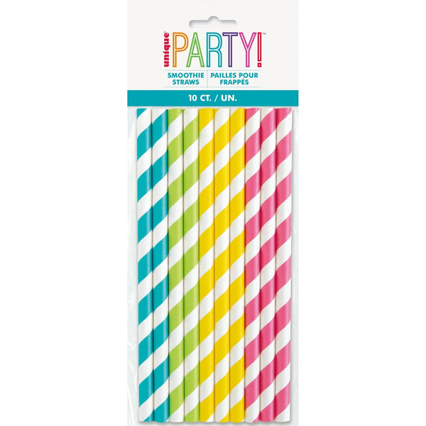 Straws - Striped Paper, Smoothie, 10 Count