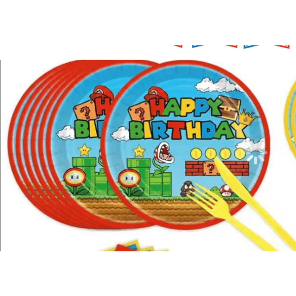 Super Gaming Brothers 7" Dessert Plates, 24 Count