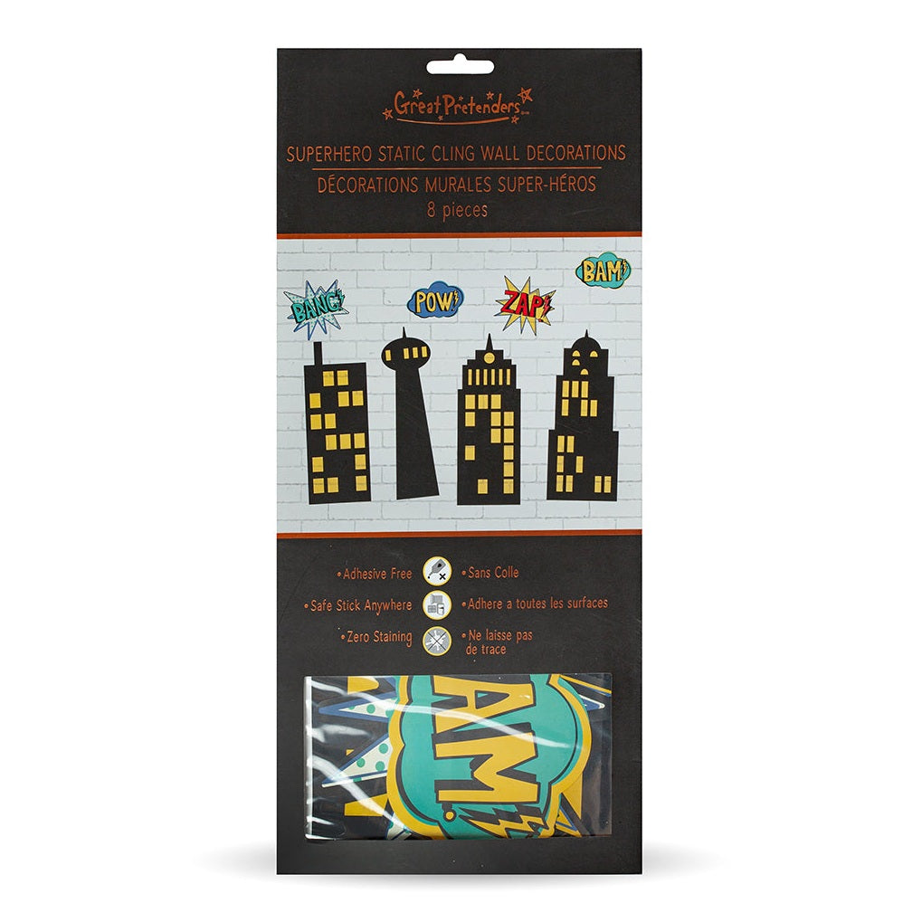 Superhero Static Cling Decorations 8 pcs