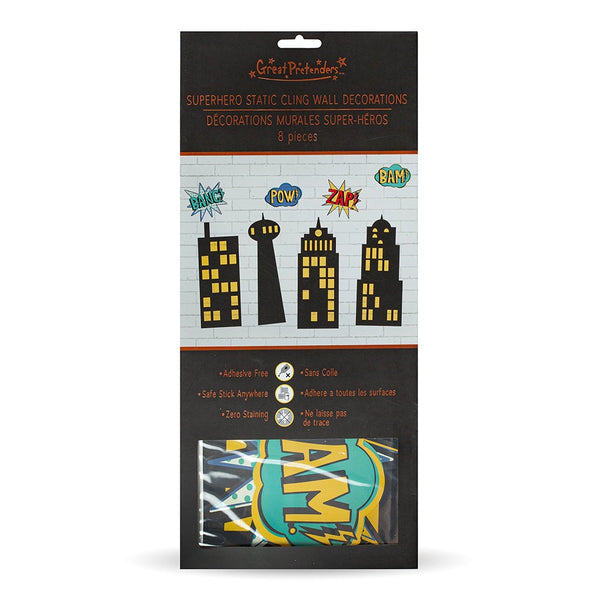 Superhero Static Cling Decorations 8 pcs