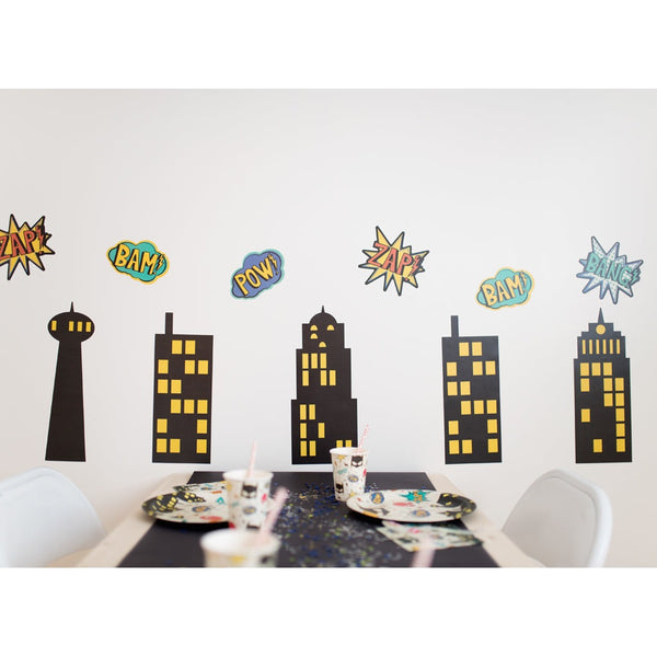 Superhero Static Cling Decorations 8 pcs