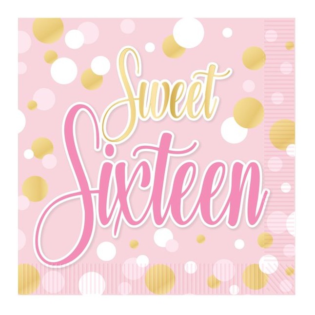 Sweet 16 Luncheon Napkins, Set of 12