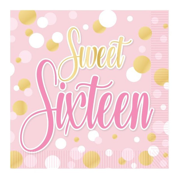 Sweet 16 Luncheon Napkins, Set of 12