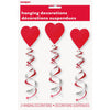 Swirl Decoration - Hanging, Valentine's Day Hearts with Streamers