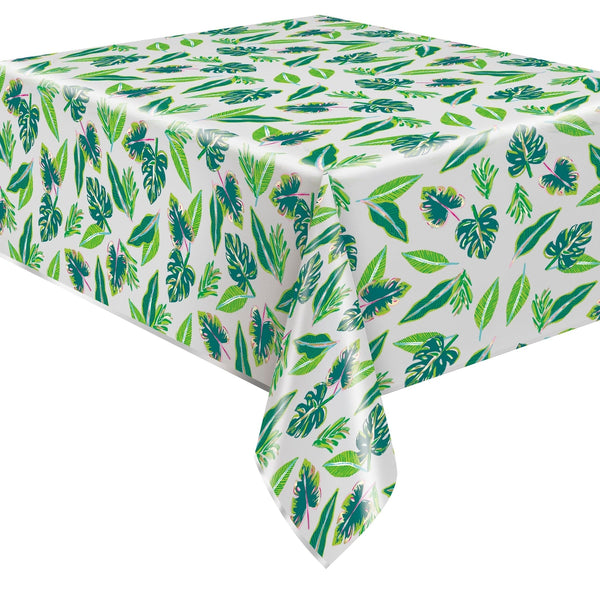Table Cover - Foil, Tropical Leaves, 54" x 84"