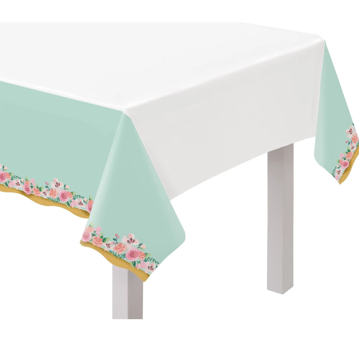 Table Cover -Mint To Be, Scalloped Edge, Plastic, 54" x 96"
