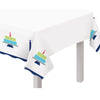 Table Cover - Modern Birthday, White and Blue, Plastic, Rectangular, 54" x 102"