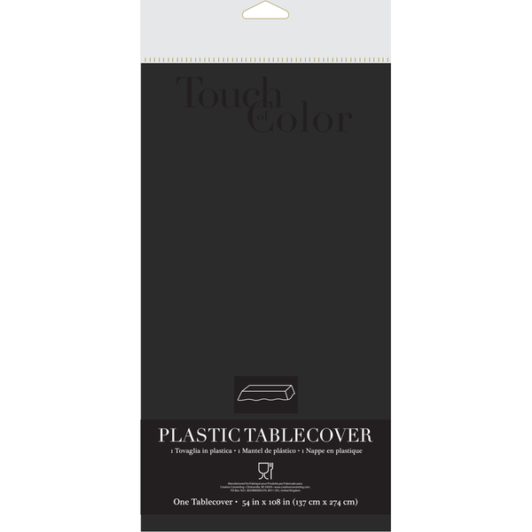 Table Cover Plastic 1 Count 54 x 108 Black Velvet