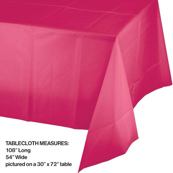 Table Cover Plastic 1 Count 54 x 108 Hot Magenta