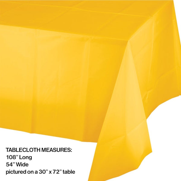 Table Cover Plastic 1 Count 54 x 108 School Bus Yellow