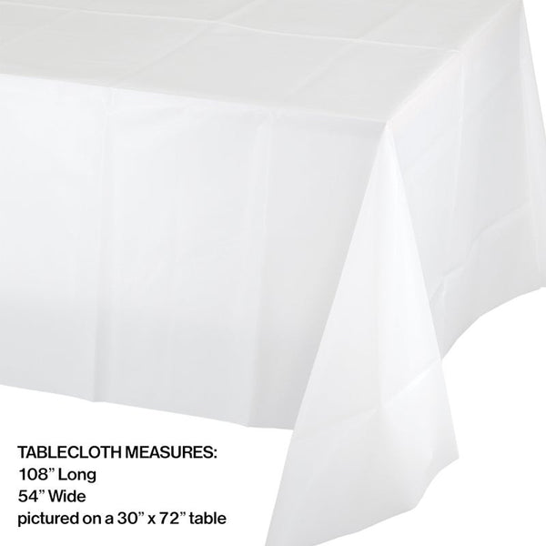 Table Cover Plastic 1 Count 54 x 108 White